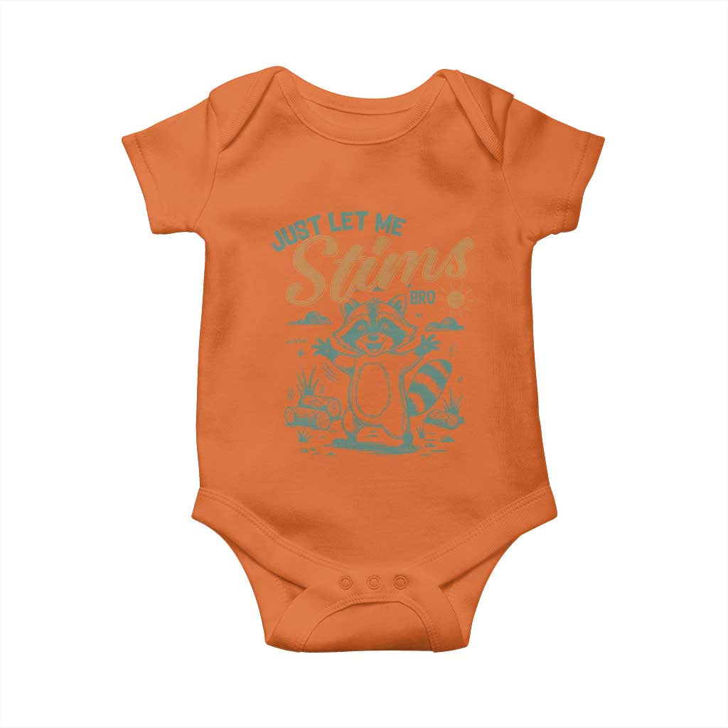 Funny Raccoon Autism Support Baby Onesie Just Let Me Stim Bro