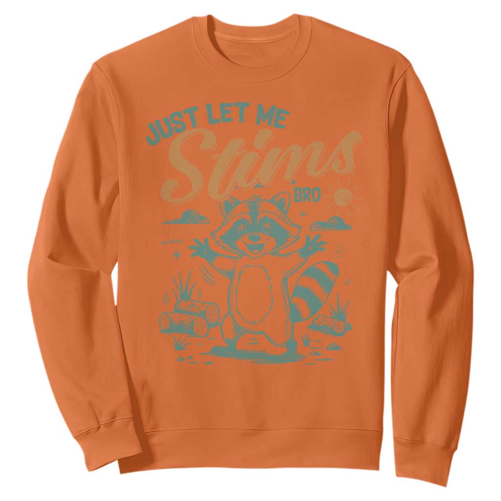 Funny Raccoon Autism Support Sweatshirt Just Let Me Stim Bro