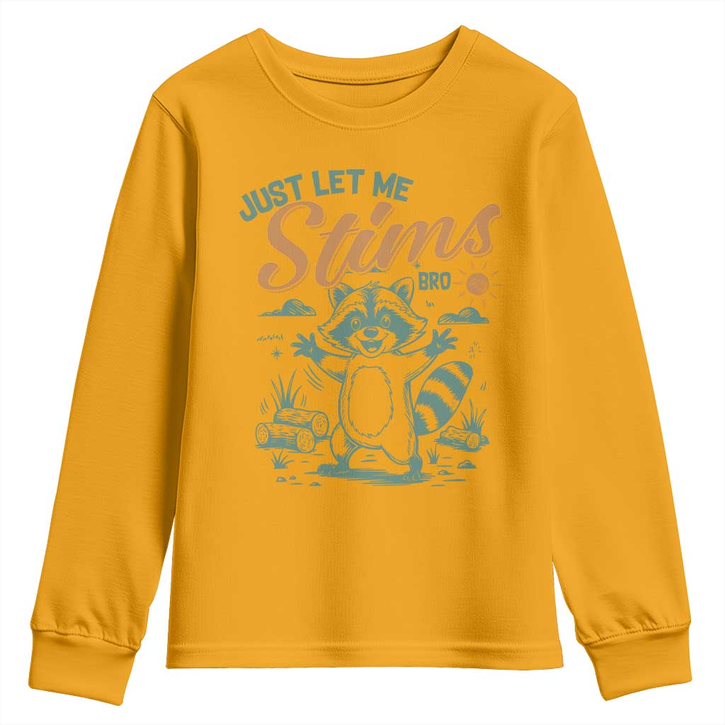 Funny Raccoon Autism Support Youth Sweatshirt Just Let Me Stim Bro