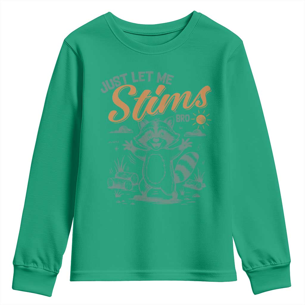 Funny Raccoon Autism Support Youth Sweatshirt Just Let Me Stim Bro