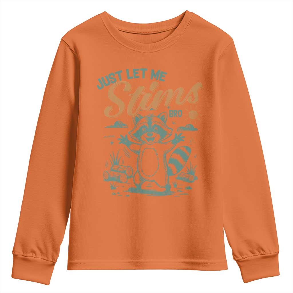 Funny Raccoon Autism Support Youth Sweatshirt Just Let Me Stim Bro