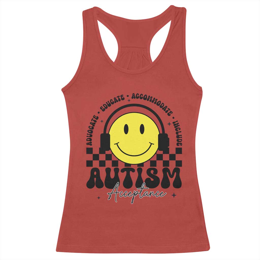 Autism Acceptance Racerback Tank Top Advocate Educate Accomodate Include Special Education