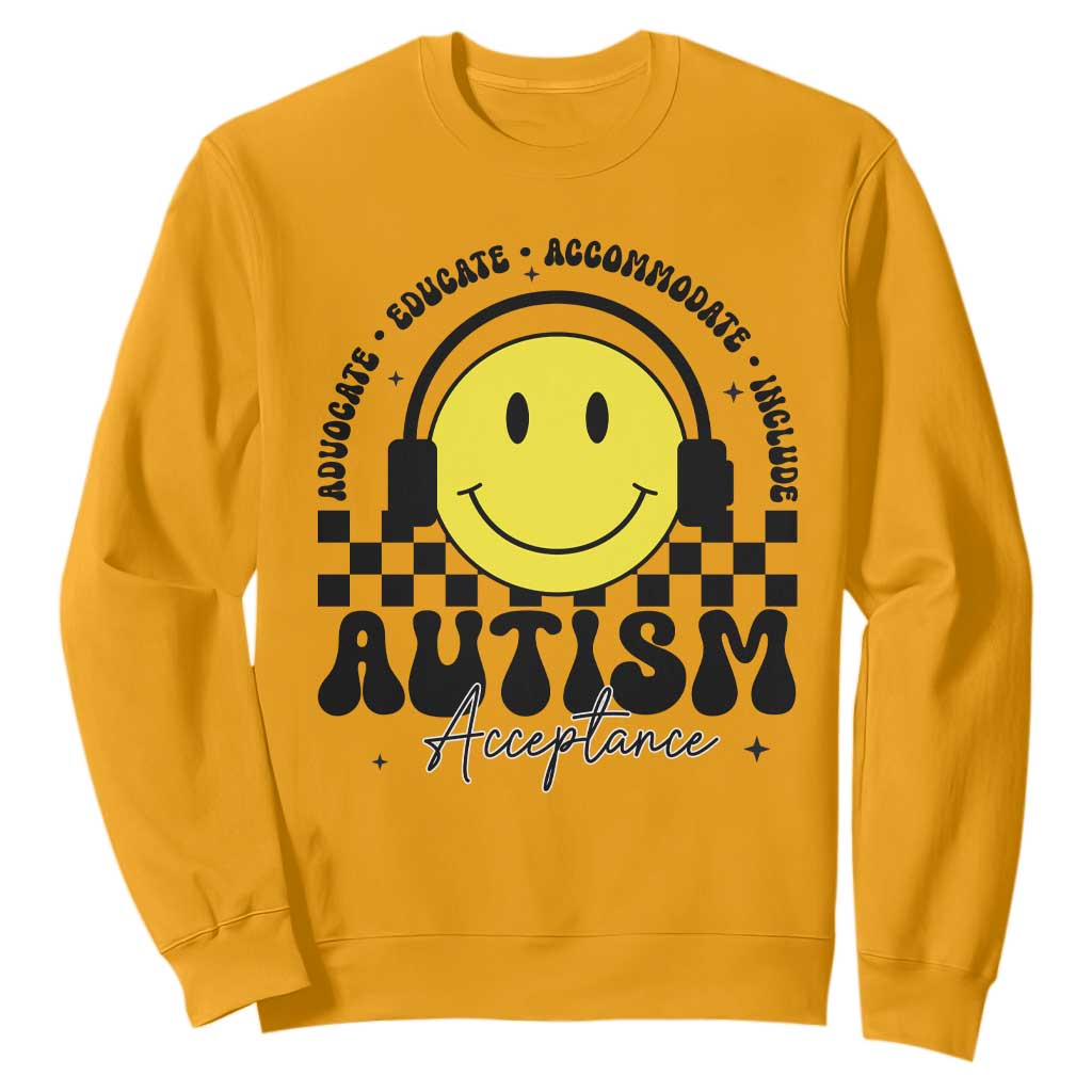 Autism Acceptance Sweatshirt Advocate Educate Accomodate Include Special Education