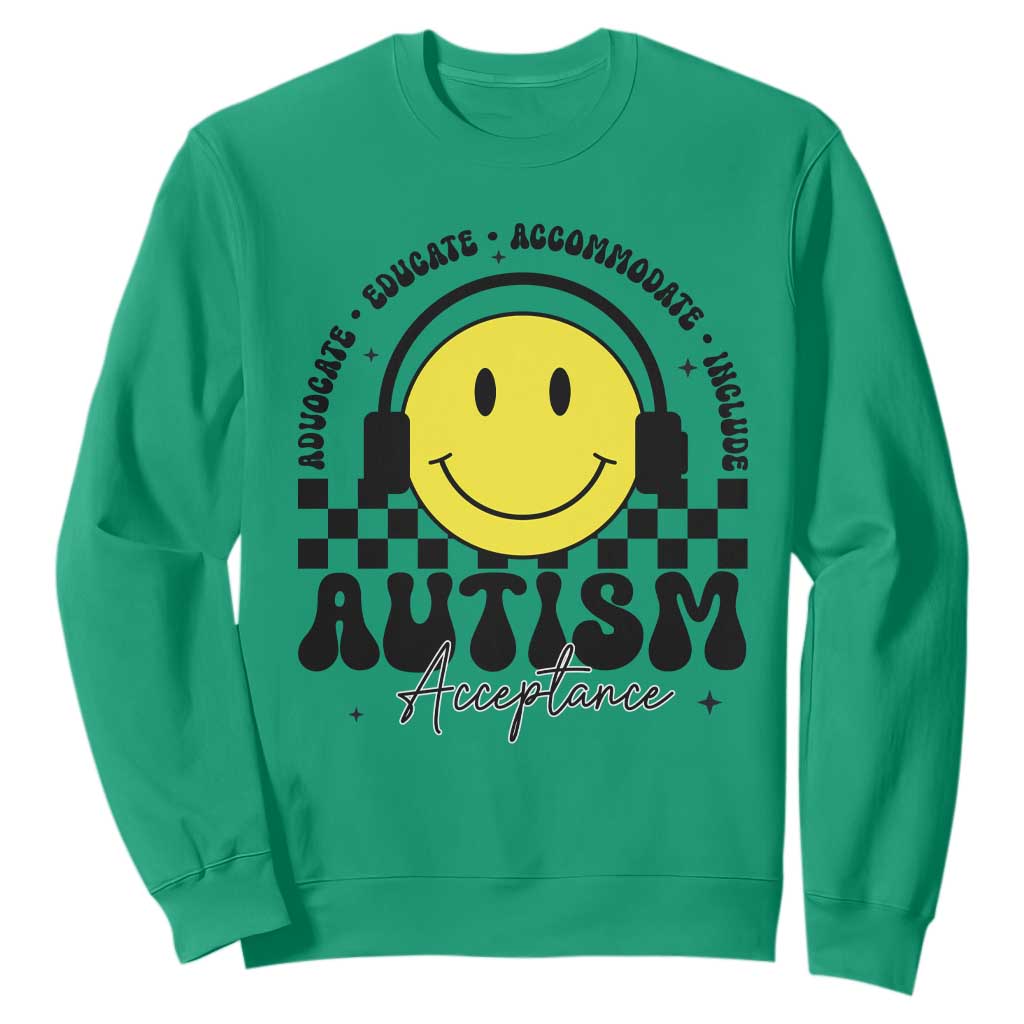 Autism Acceptance Sweatshirt Advocate Educate Accomodate Include Special Education