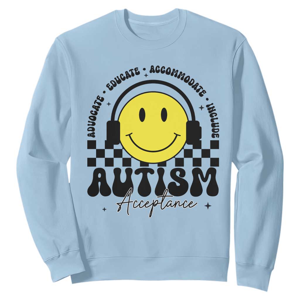 Autism Acceptance Sweatshirt Advocate Educate Accomodate Include Special Education