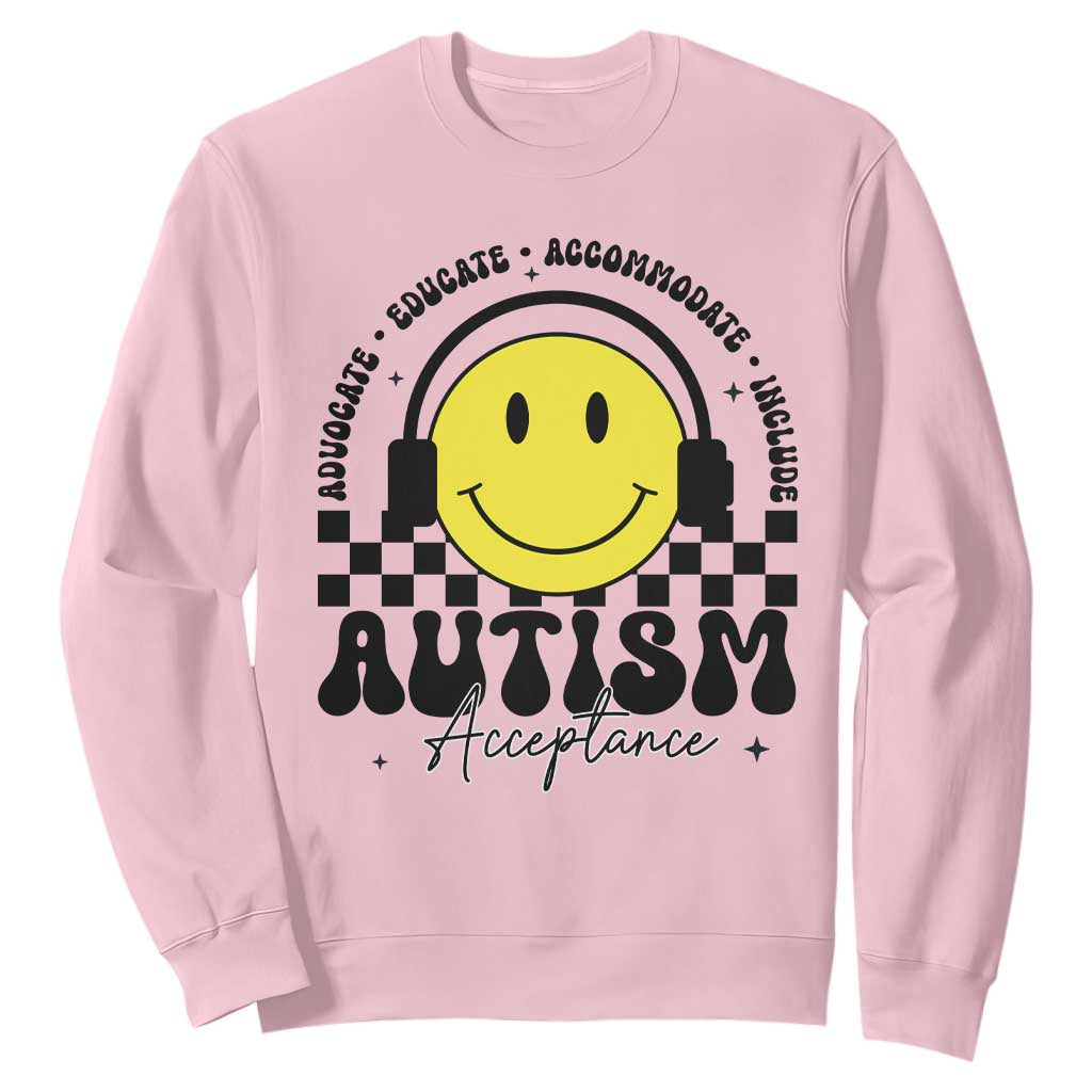 Autism Acceptance Sweatshirt Advocate Educate Accomodate Include Special Education