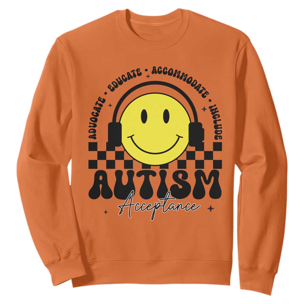Autism Acceptance Sweatshirt Advocate Educate Accomodate Include Special Education