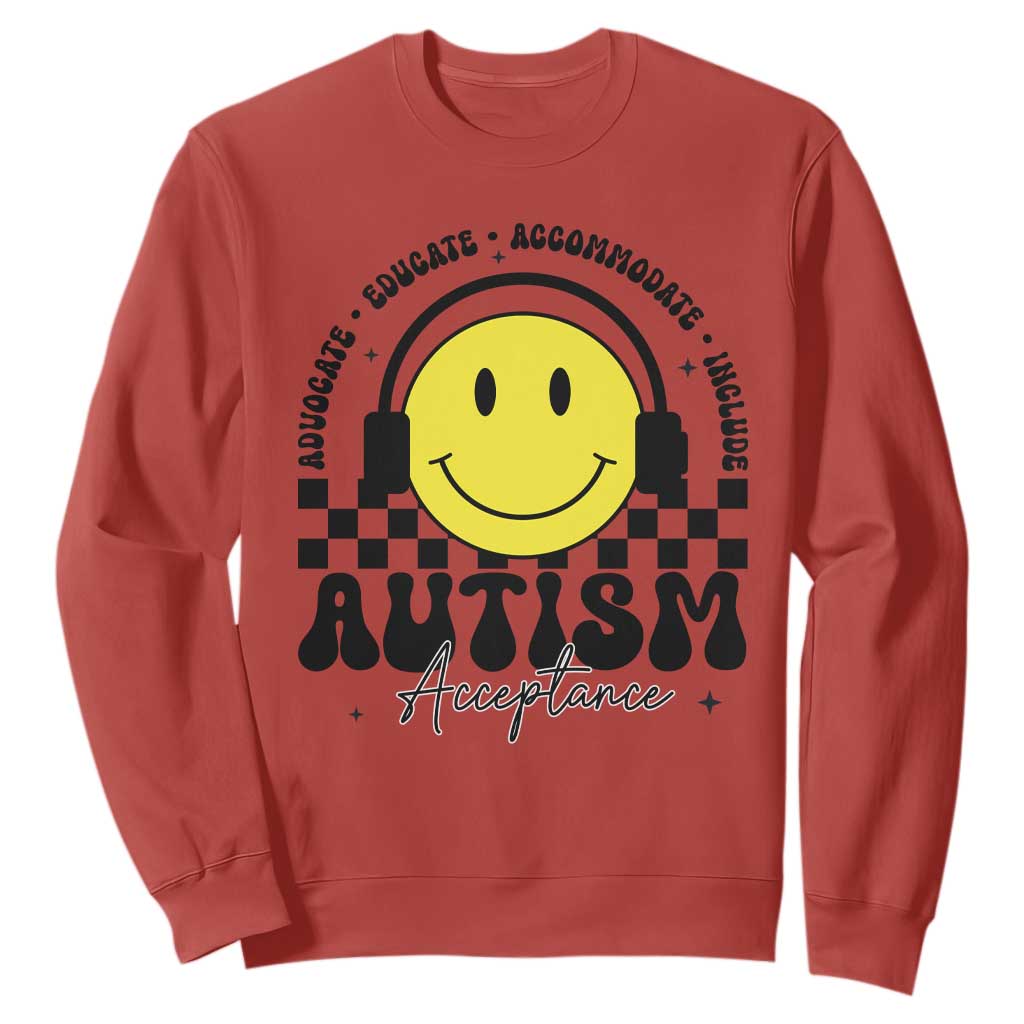 Autism Acceptance Sweatshirt Advocate Educate Accomodate Include Special Education