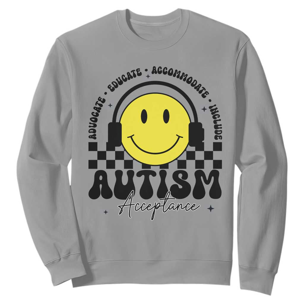 Autism Acceptance Sweatshirt Advocate Educate Accomodate Include Special Education