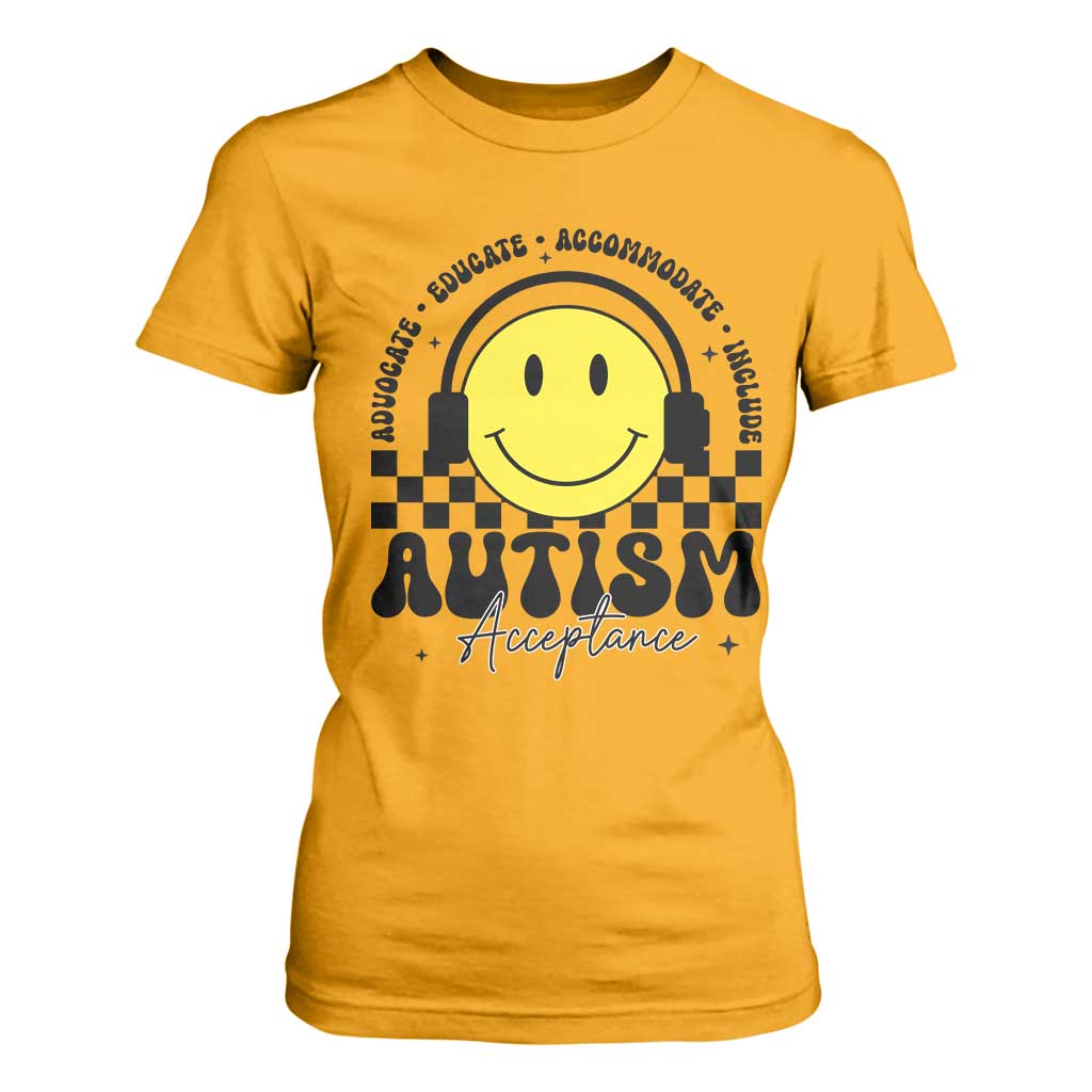 Autism Acceptance T Shirt For Women Advocate Educate Accomodate Include Special Education