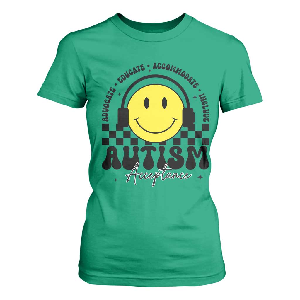 Autism Acceptance T Shirt For Women Advocate Educate Accomodate Include Special Education