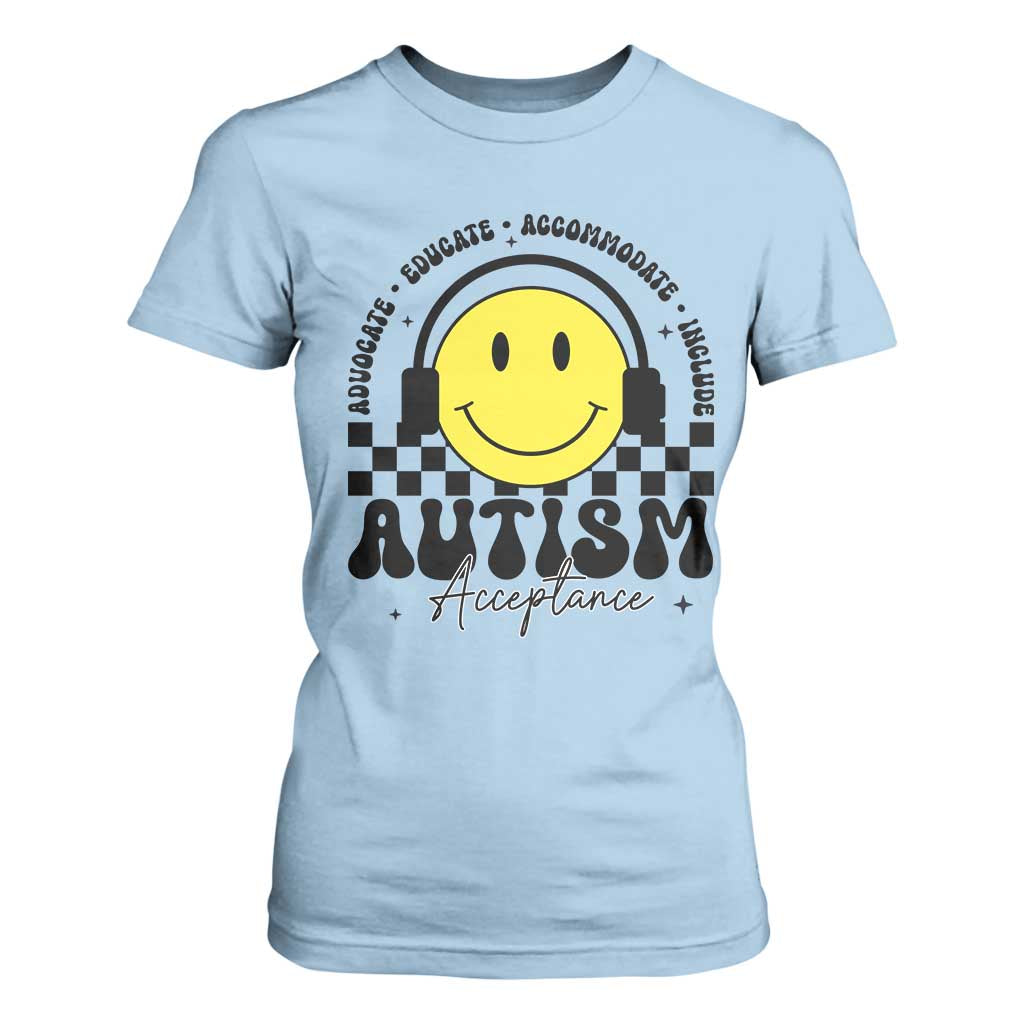 Autism Acceptance T Shirt For Women Advocate Educate Accomodate Include Special Education
