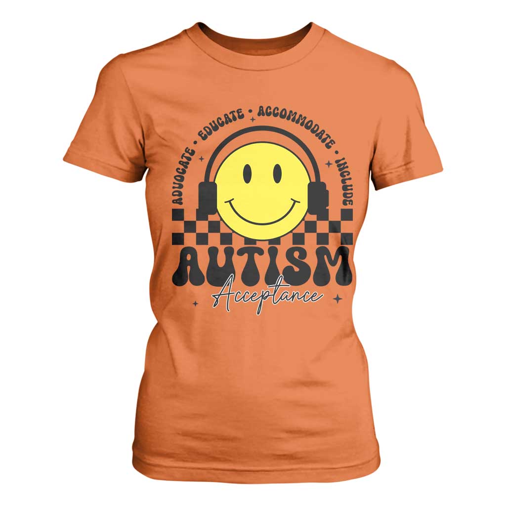 Autism Acceptance T Shirt For Women Advocate Educate Accomodate Include Special Education
