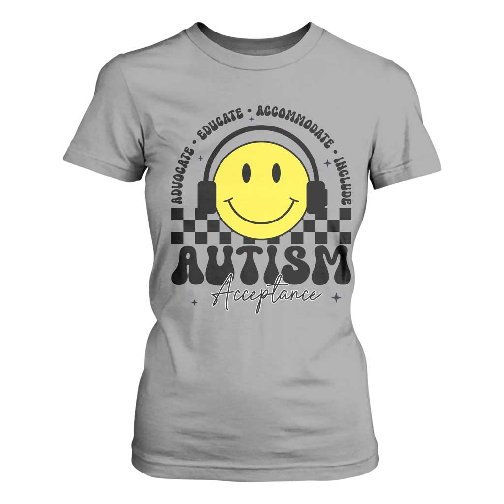Autism Acceptance T Shirt For Women Advocate Educate Accomodate Include Special Education