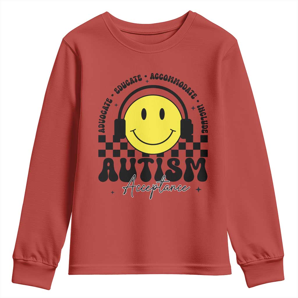 Autism Acceptance Youth Sweatshirt Advocate Educate Accomodate Include Special Education