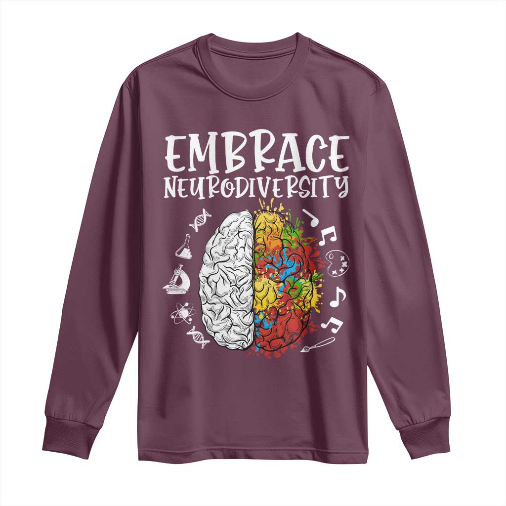 Embrace Neurodiversity Long Sleeve Shirt Autism ASD ADHD Acceptance Support Love