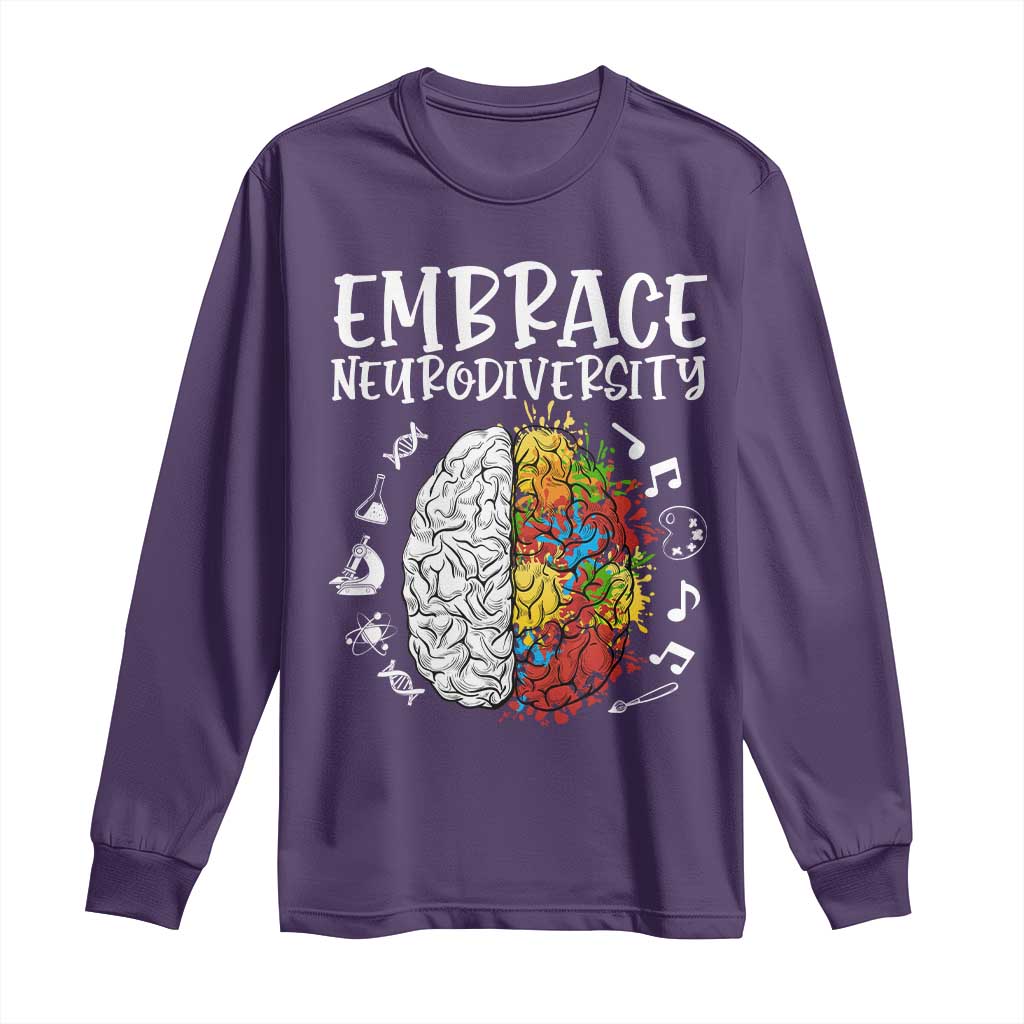 Embrace Neurodiversity Long Sleeve Shirt Autism ASD ADHD Acceptance Support Love
