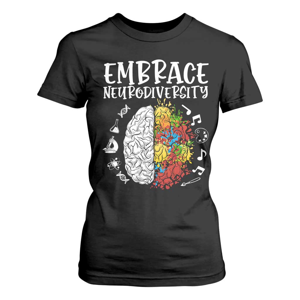Embrace Neurodiversity T Shirt For Women Autism ASD ADHD Acceptance Support Love