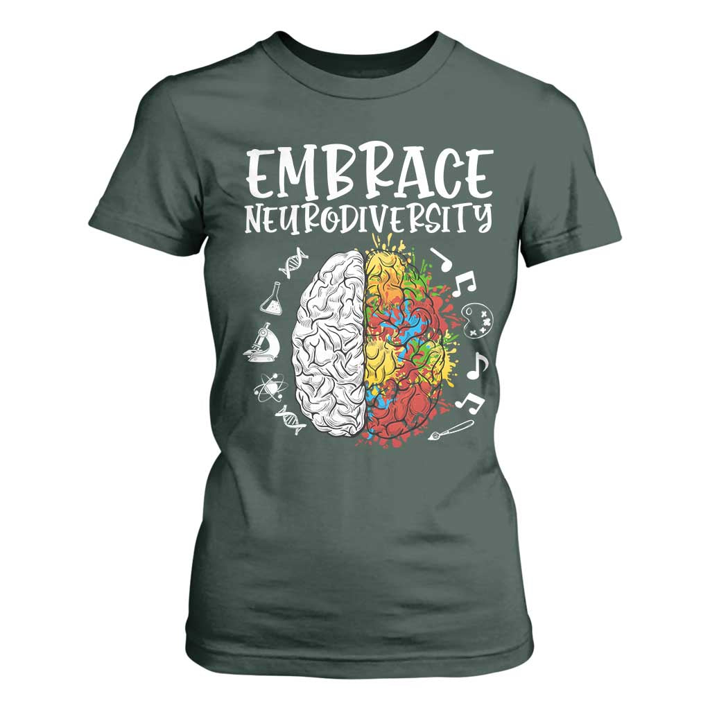 Embrace Neurodiversity T Shirt For Women Autism ASD ADHD Acceptance Support Love