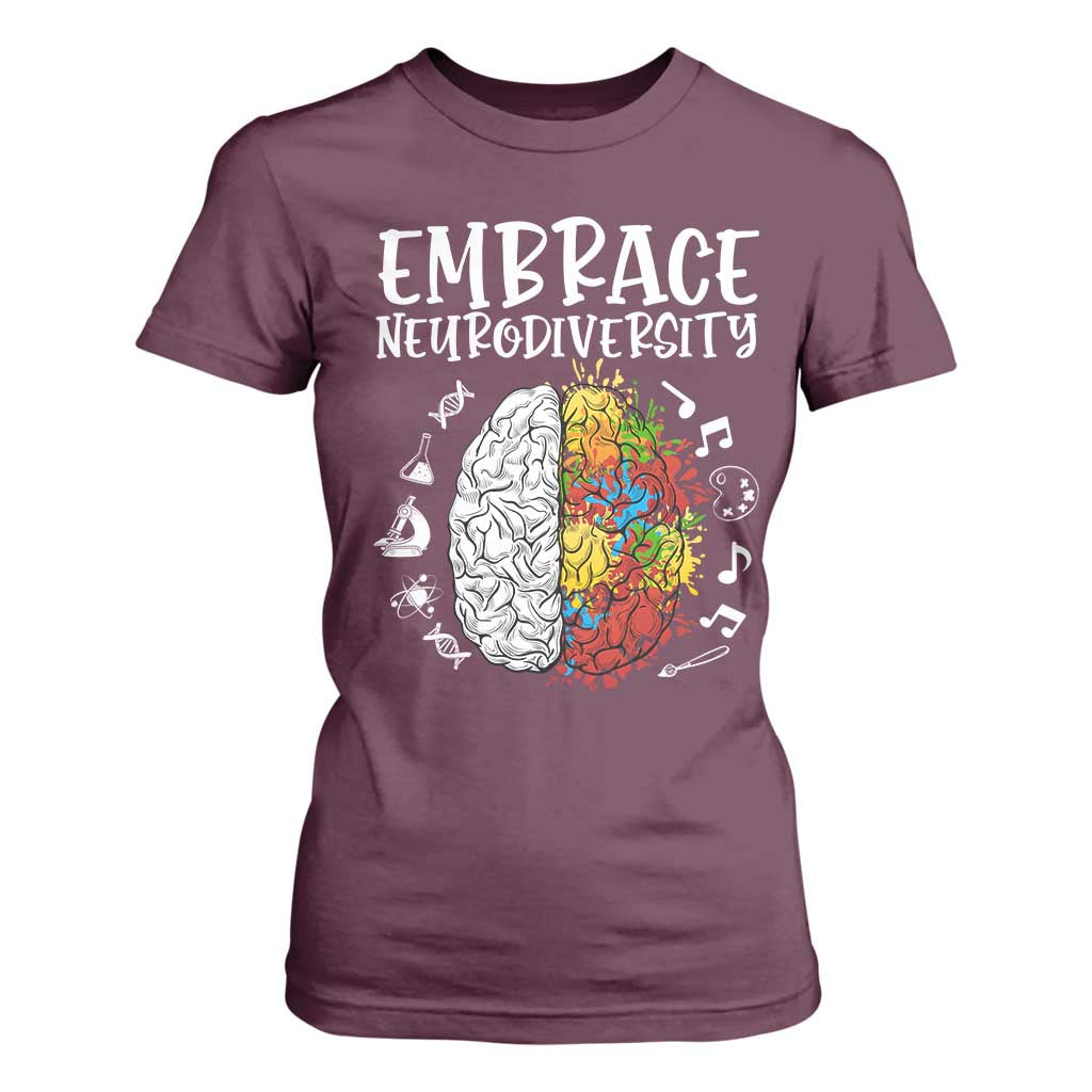 Embrace Neurodiversity T Shirt For Women Autism ASD ADHD Acceptance Support Love
