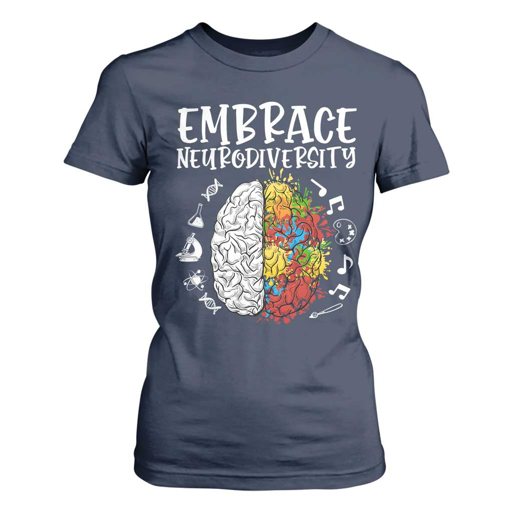 Embrace Neurodiversity T Shirt For Women Autism ASD ADHD Acceptance Support Love