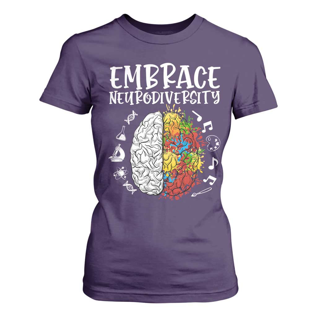 Embrace Neurodiversity T Shirt For Women Autism ASD ADHD Acceptance Support Love