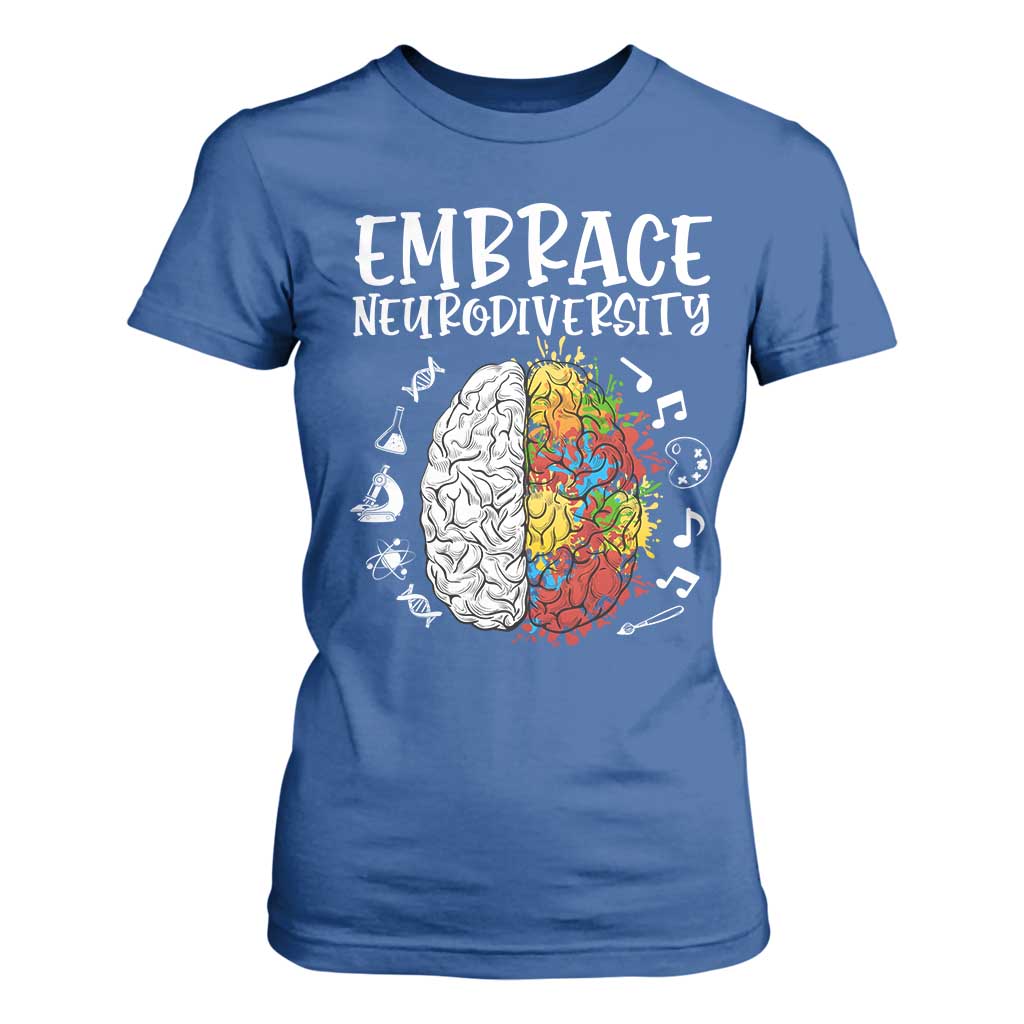 Embrace Neurodiversity T Shirt For Women Autism ASD ADHD Acceptance Support Love
