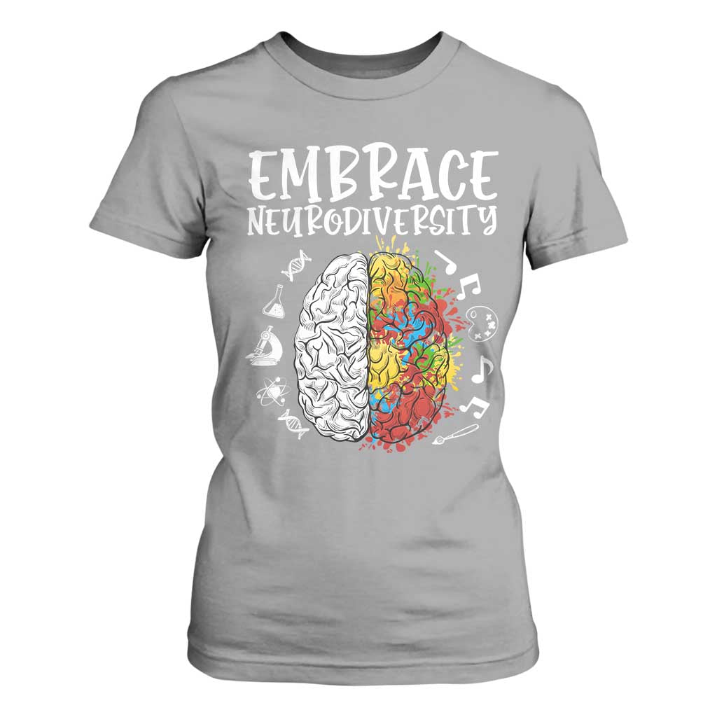 Embrace Neurodiversity T Shirt For Women Autism ASD ADHD Acceptance Support Love