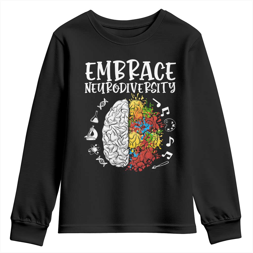 Embrace Neurodiversity Youth Sweatshirt Autism ASD ADHD Acceptance Support Love