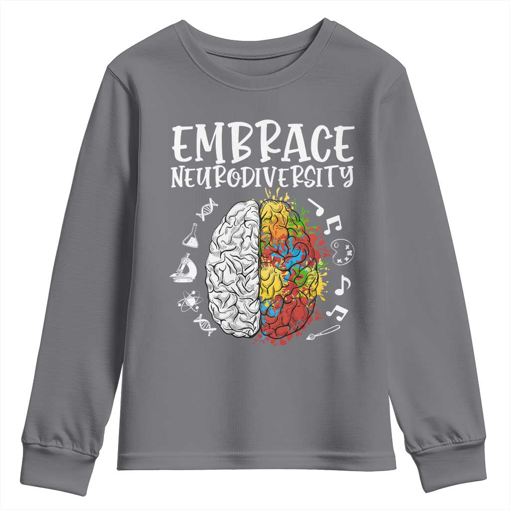 Embrace Neurodiversity Youth Sweatshirt Autism ASD ADHD Acceptance Support Love