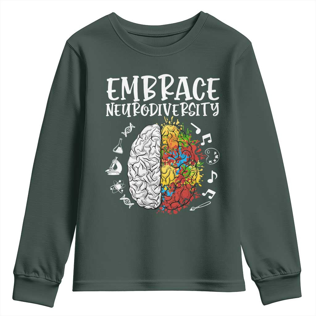 Embrace Neurodiversity Youth Sweatshirt Autism ASD ADHD Acceptance Support Love