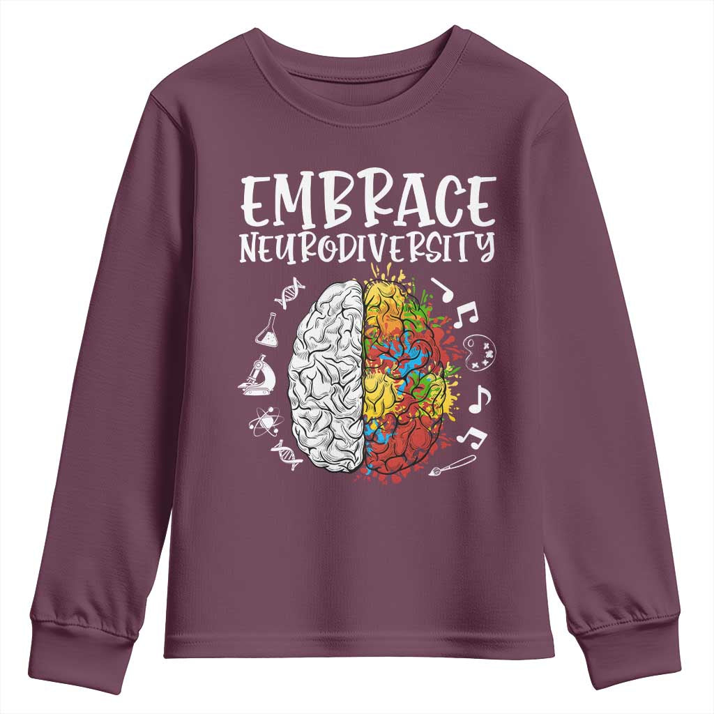 Embrace Neurodiversity Youth Sweatshirt Autism ASD ADHD Acceptance Support Love