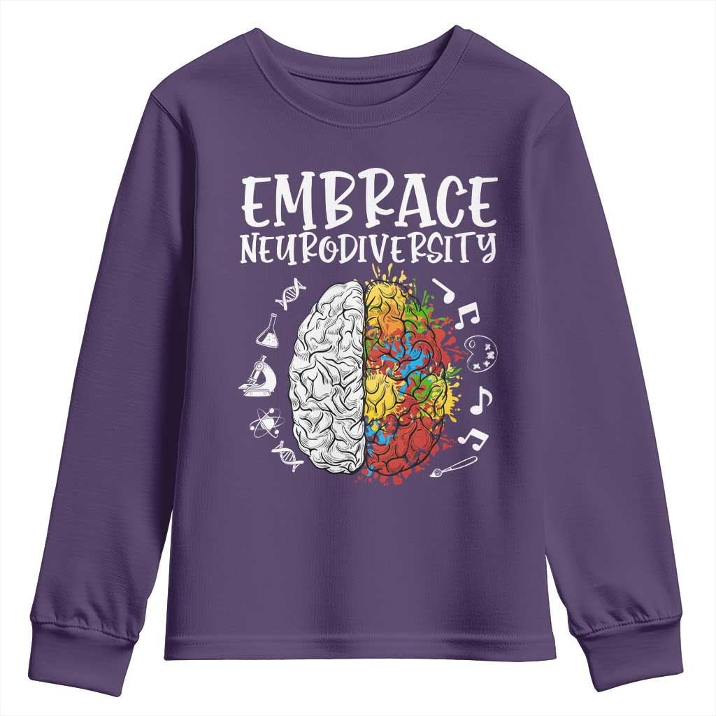 Embrace Neurodiversity Youth Sweatshirt Autism ASD ADHD Acceptance Support Love