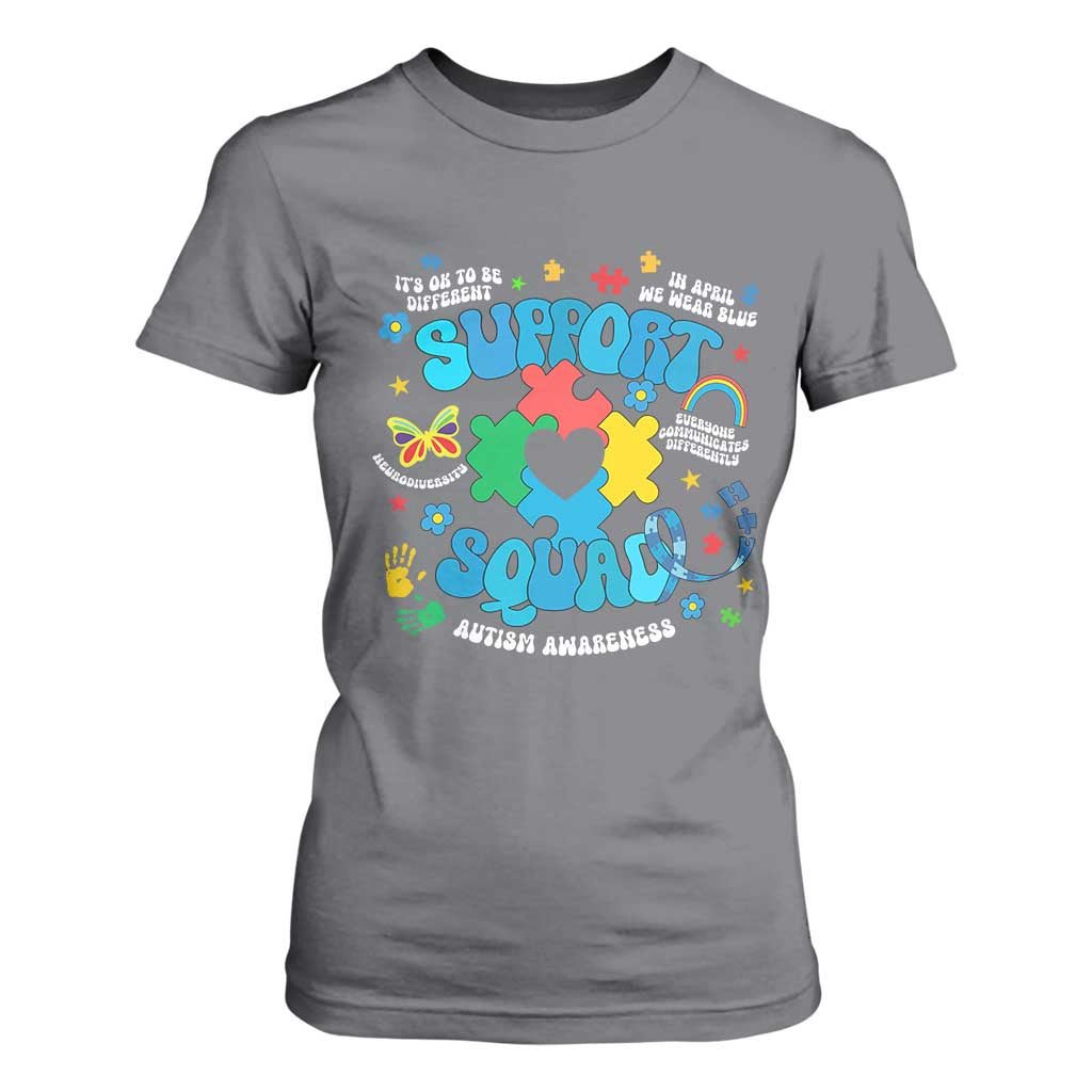 Autism Support Support Squad T Shirt For Women In April We Wear Blue