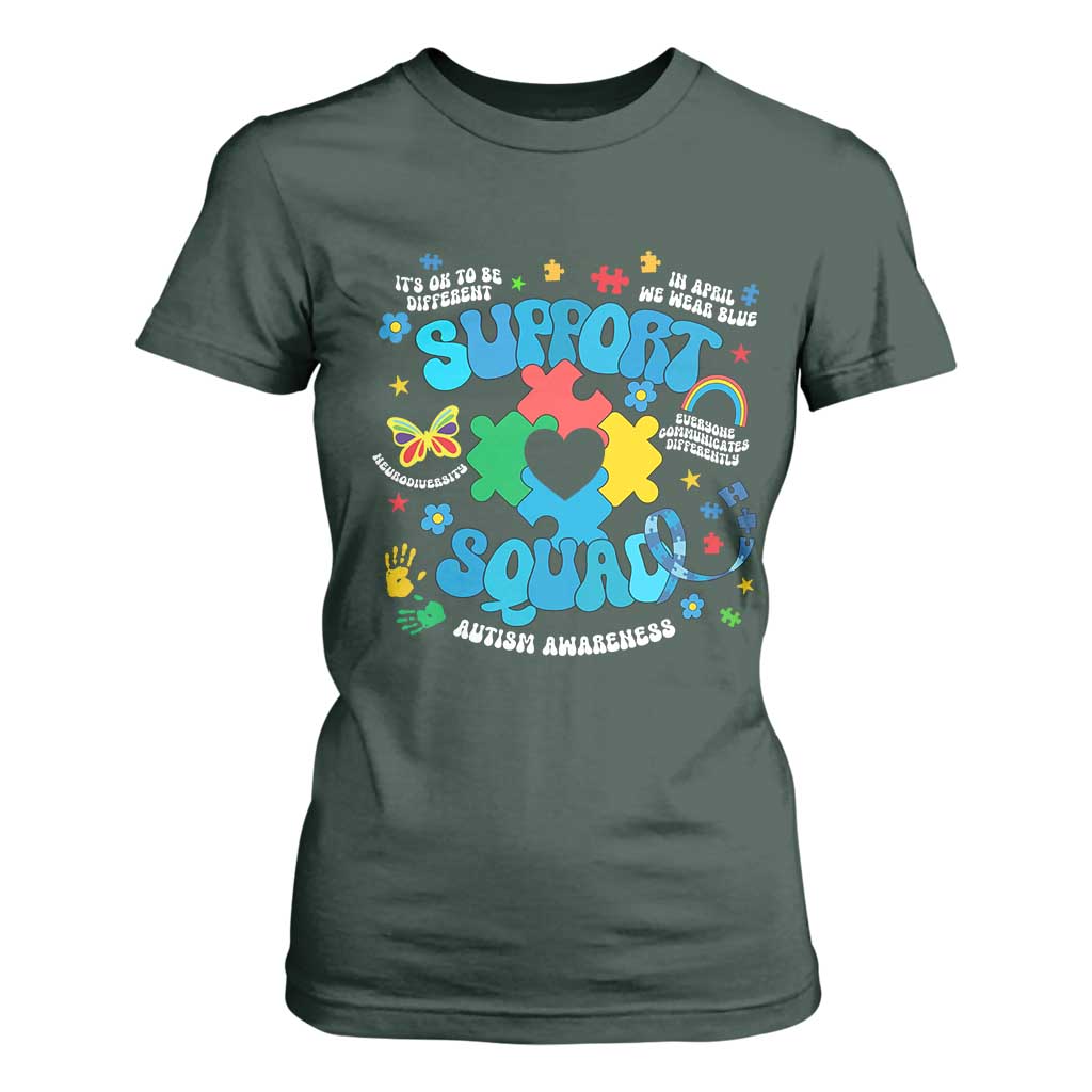 Autism Support Support Squad T Shirt For Women In April We Wear Blue