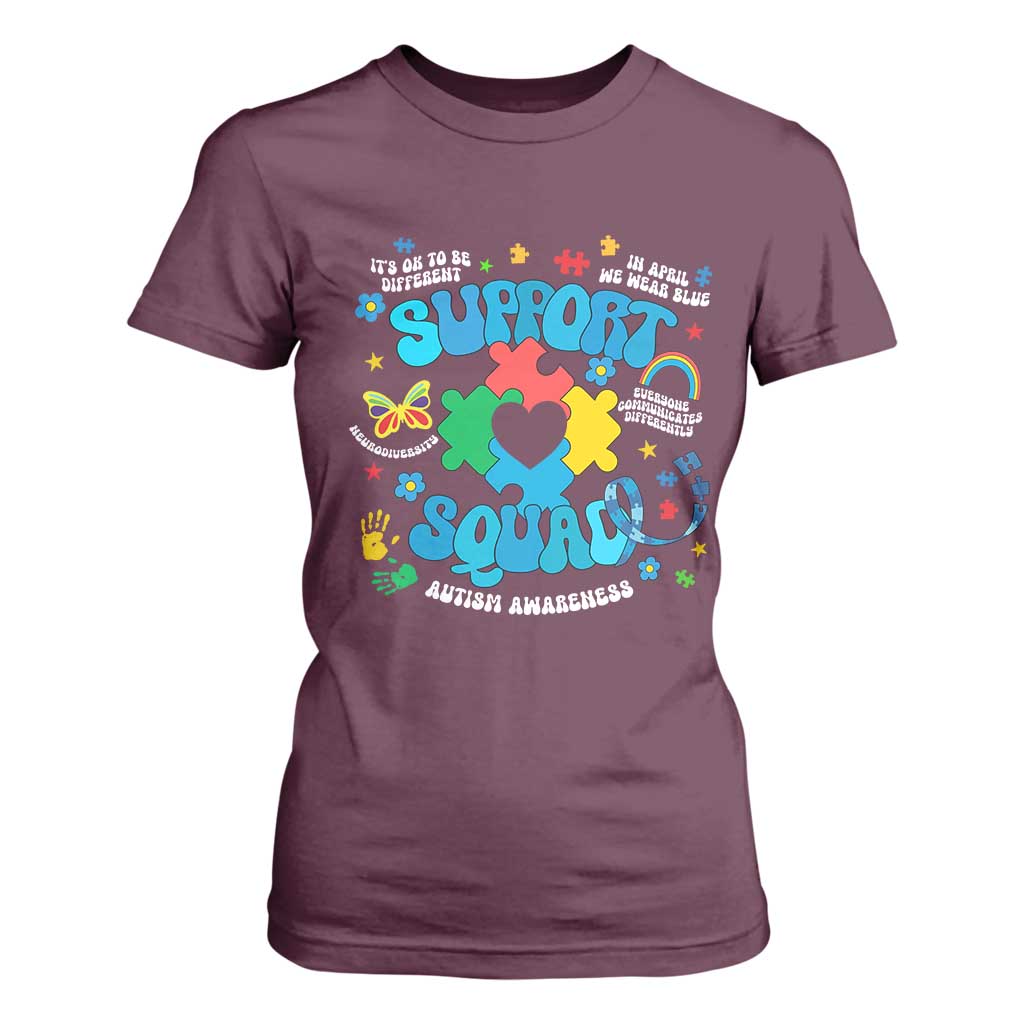 Autism Support Support Squad T Shirt For Women In April We Wear Blue