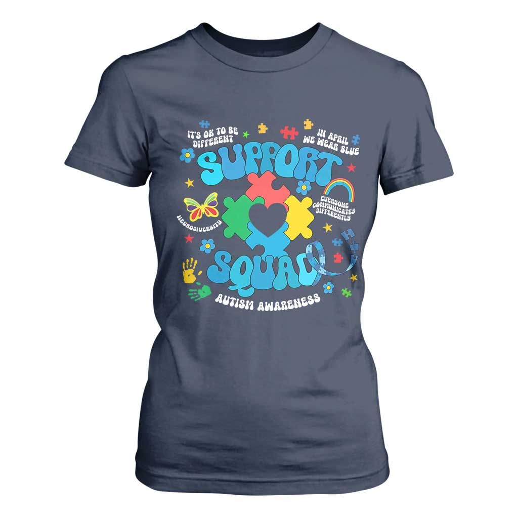 Autism Support Support Squad T Shirt For Women In April We Wear Blue