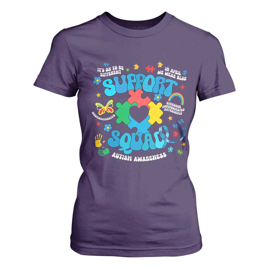 Autism Support Support Squad T Shirt For Women In April We Wear Blue