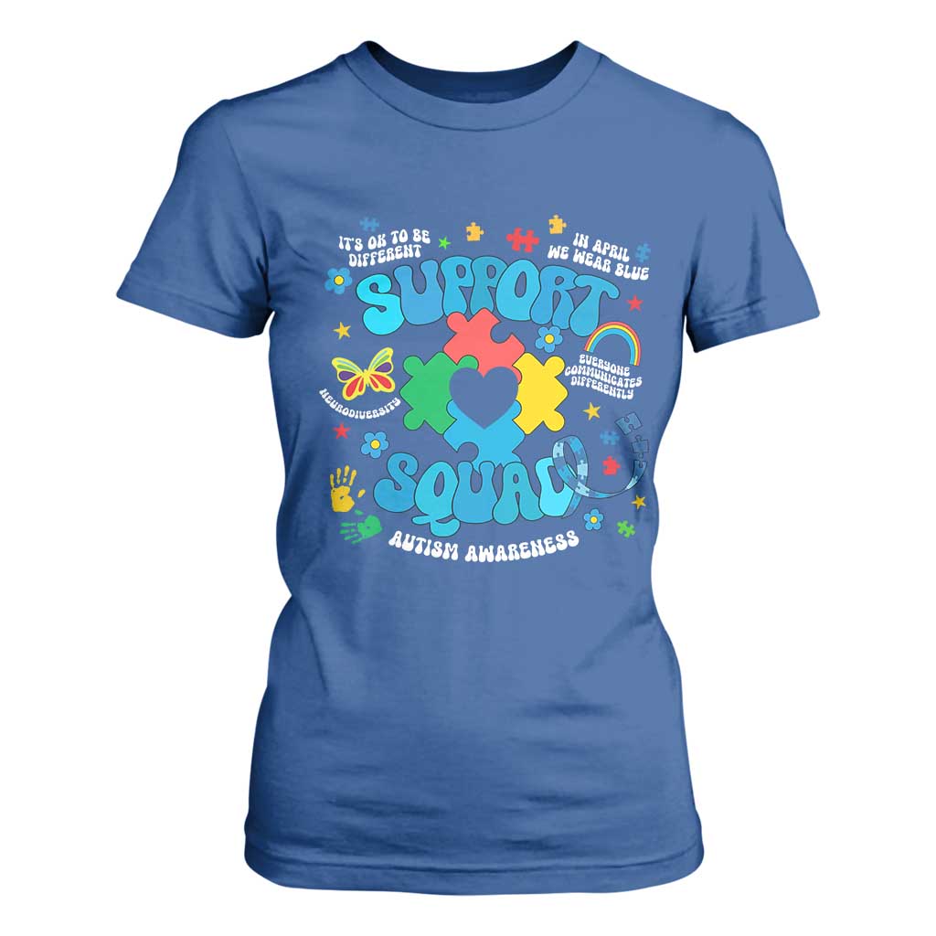 Autism Support Support Squad T Shirt For Women In April We Wear Blue