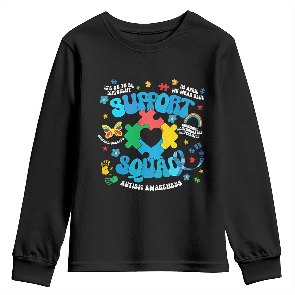 Autism Support Support Squad Youth Sweatshirt In April We Wear Blue