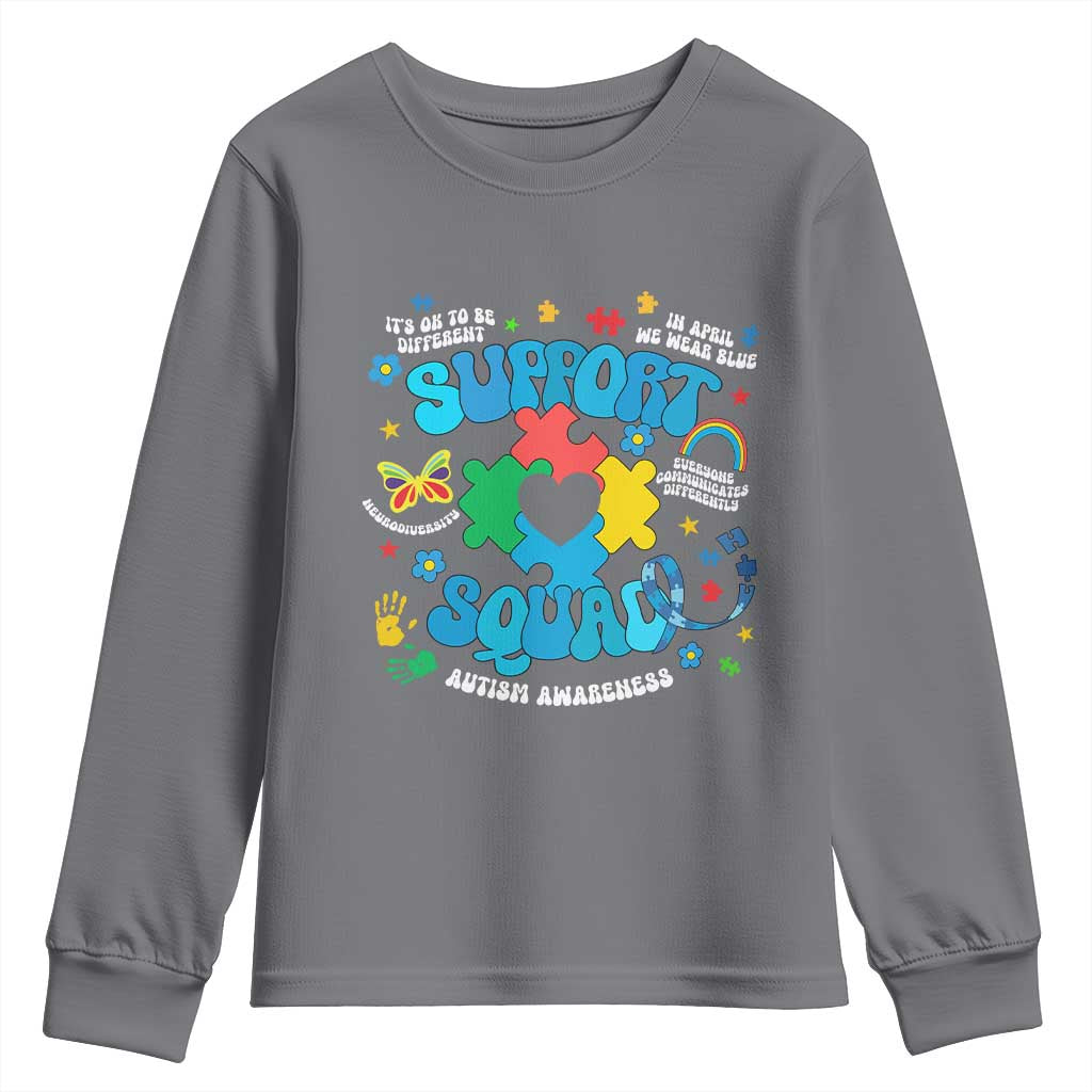 Autism Support Support Squad Youth Sweatshirt In April We Wear Blue