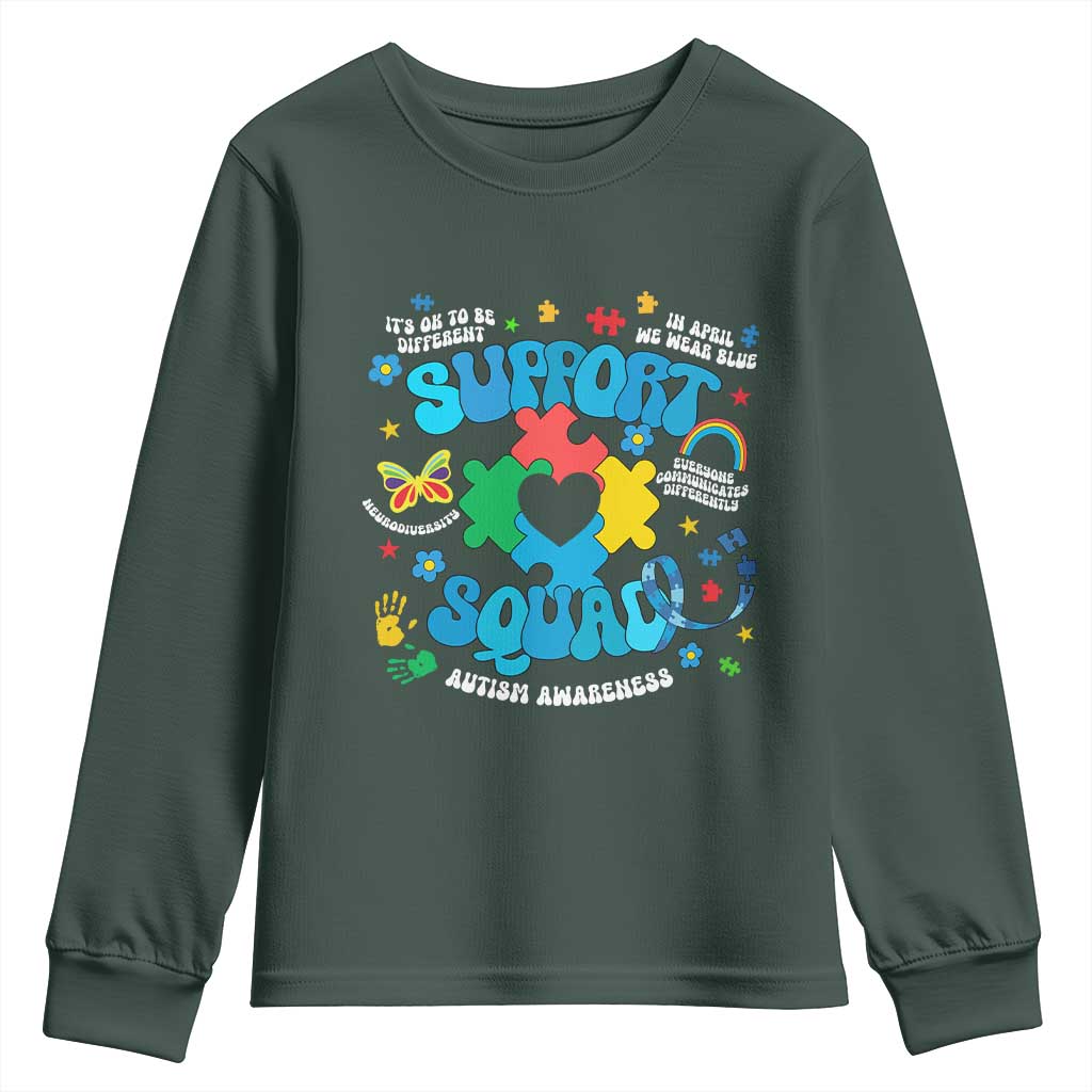 Autism Support Support Squad Youth Sweatshirt In April We Wear Blue