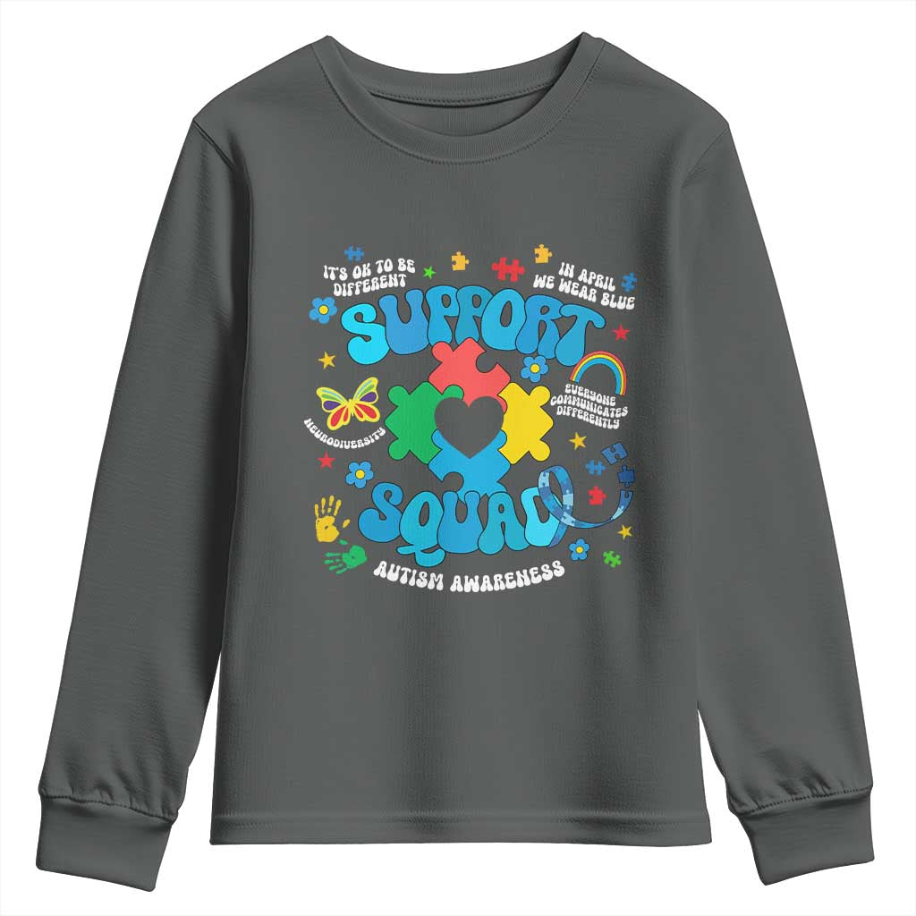 Autism Support Support Squad Youth Sweatshirt In April We Wear Blue