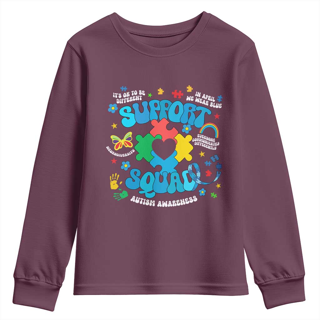 Autism Support Support Squad Youth Sweatshirt In April We Wear Blue