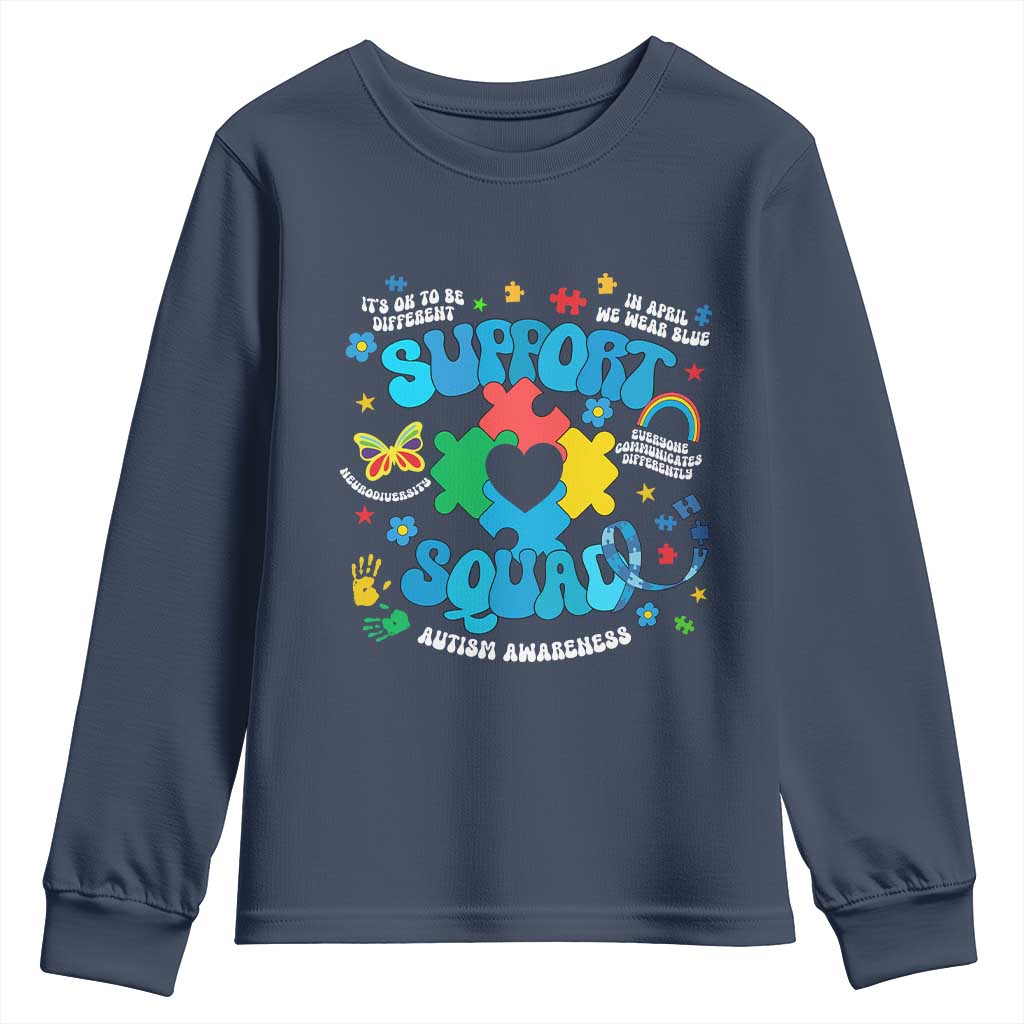Autism Support Support Squad Youth Sweatshirt In April We Wear Blue