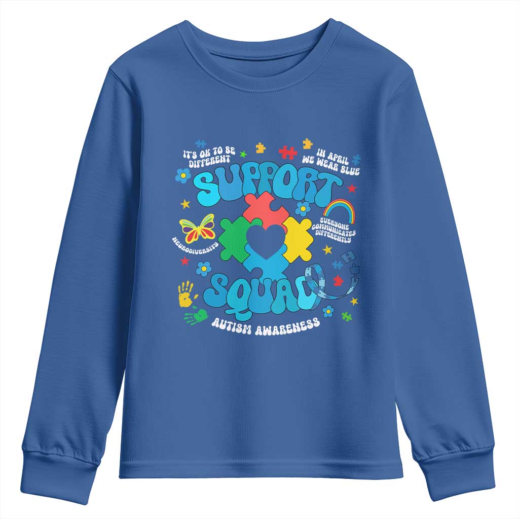 Autism Support Support Squad Youth Sweatshirt In April We Wear Blue