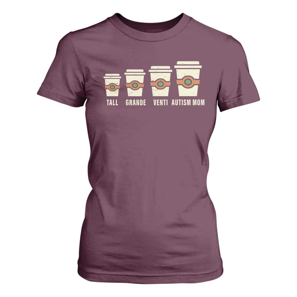 Funny Autism Mom T Shirt For Women Coffee Support Autistic