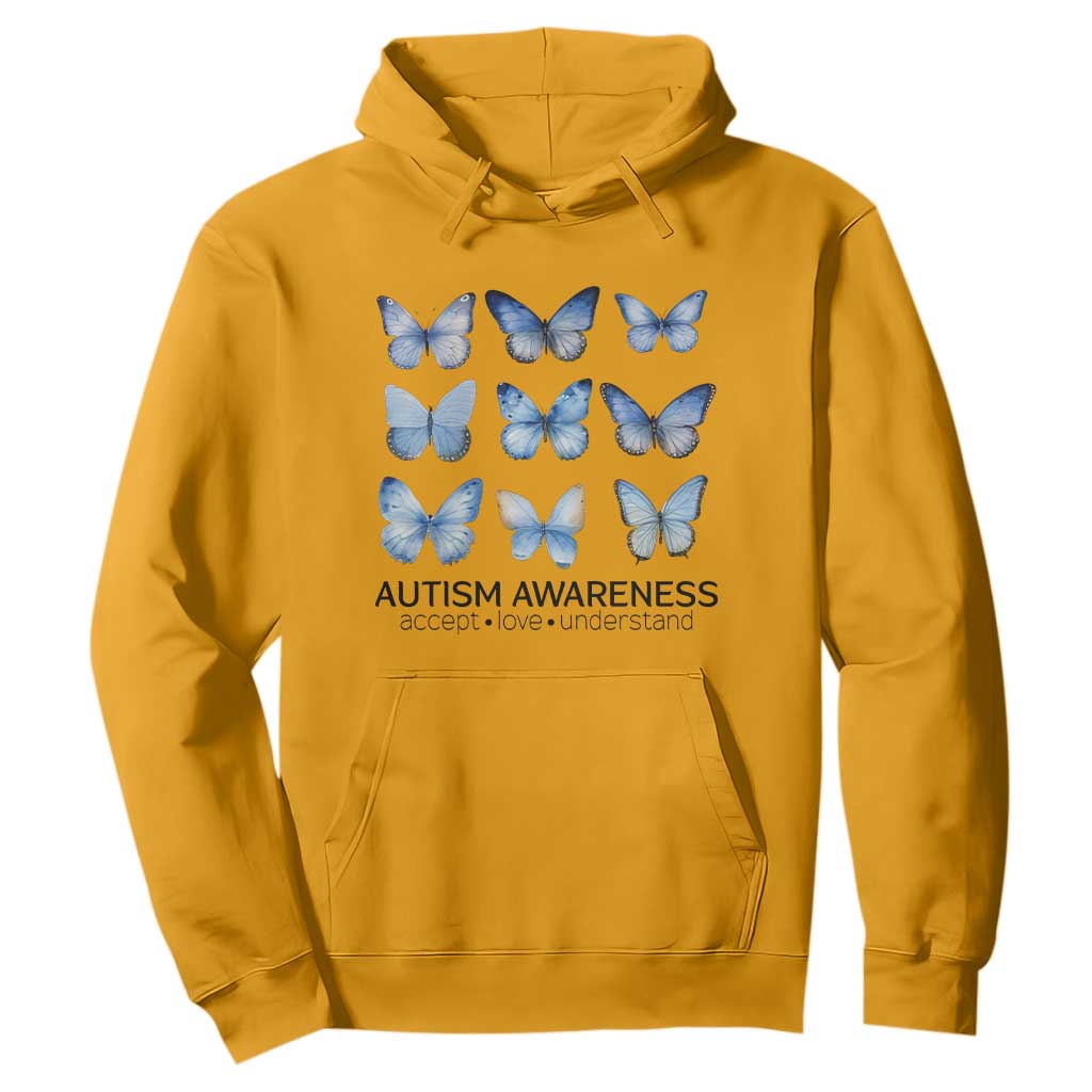 Autism Support Blue Butterflies Hoodie Accept Love Understand