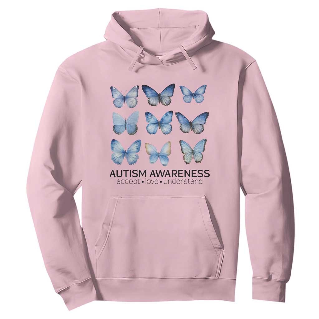 Autism Support Blue Butterflies Hoodie Accept Love Understand