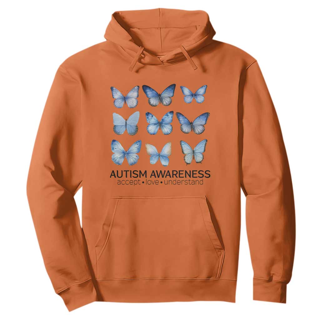 Autism Support Blue Butterflies Hoodie Accept Love Understand
